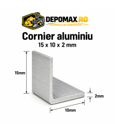 Cornier aluminiu 15 x 10 x 2 mm, 6 metri (EN AW-6060)